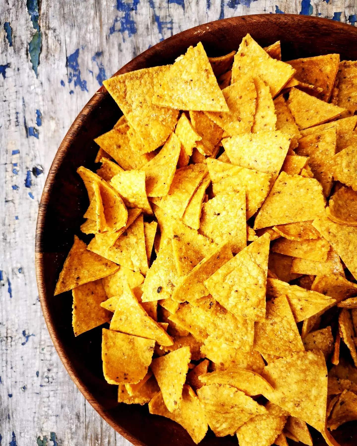 Fresh warm masa corn chips