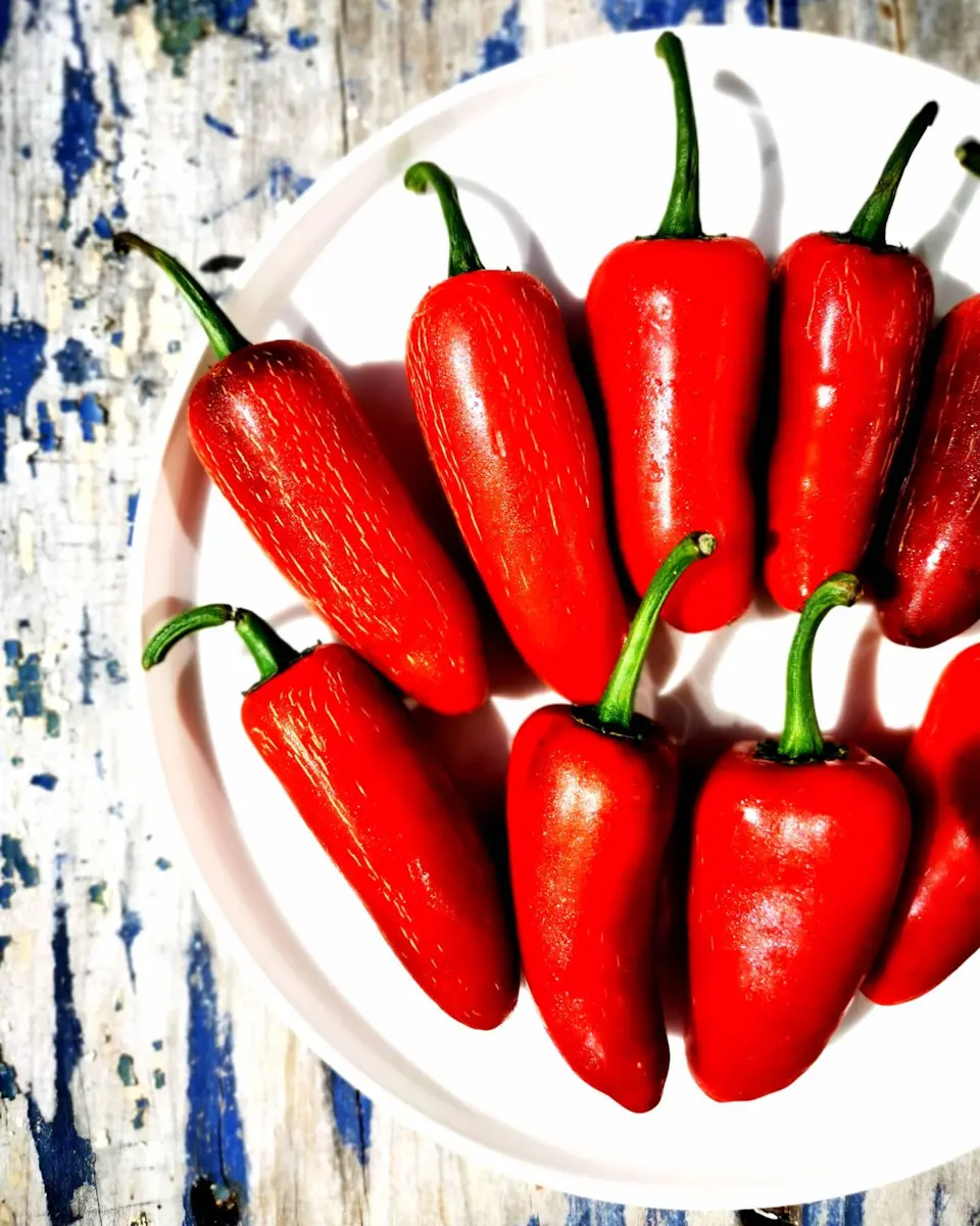 Red jalapeños from local growers